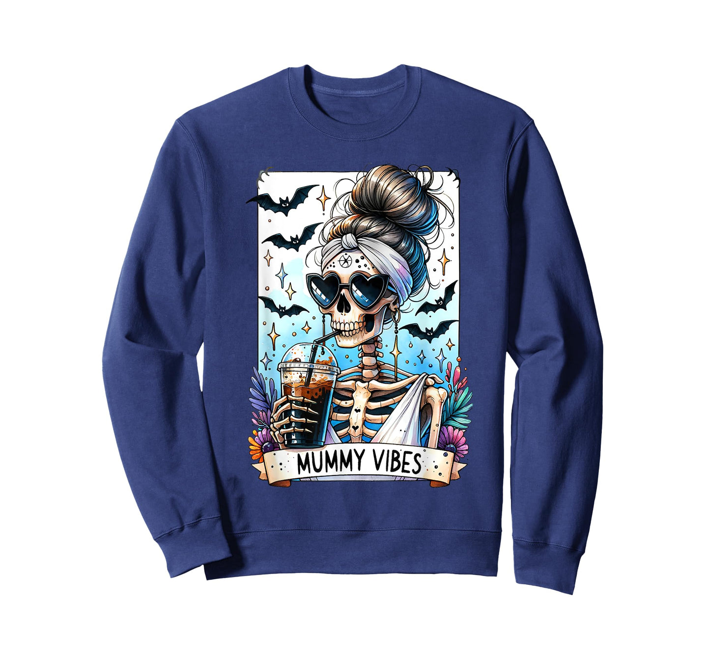Tarot Card Mummy Vibes Spooky Season Skeleton Mom Halloween T-Shirt
