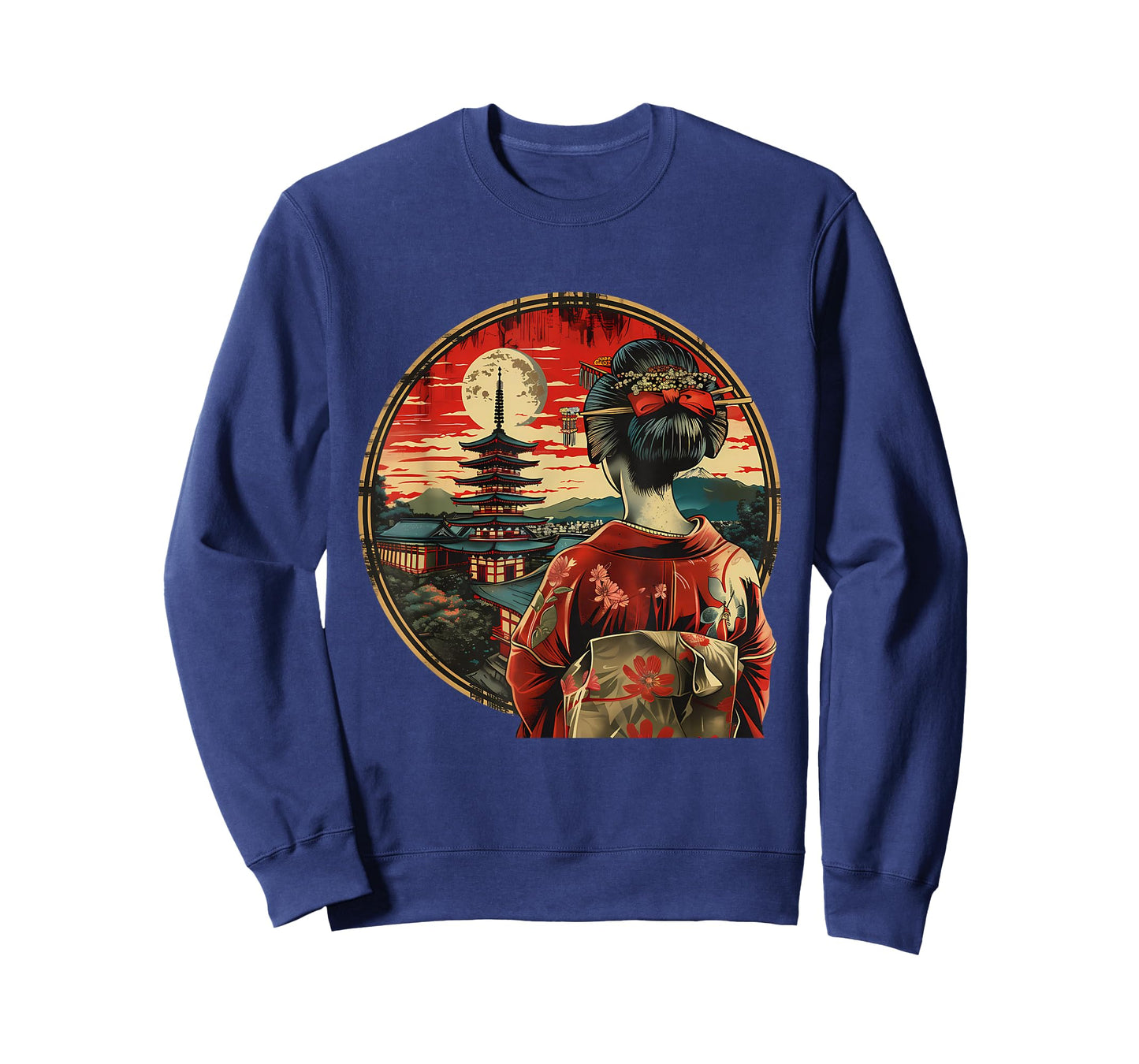 Japanese Geisha Pagoda Geisha Girl Kimono Traditional Art T-Shirt