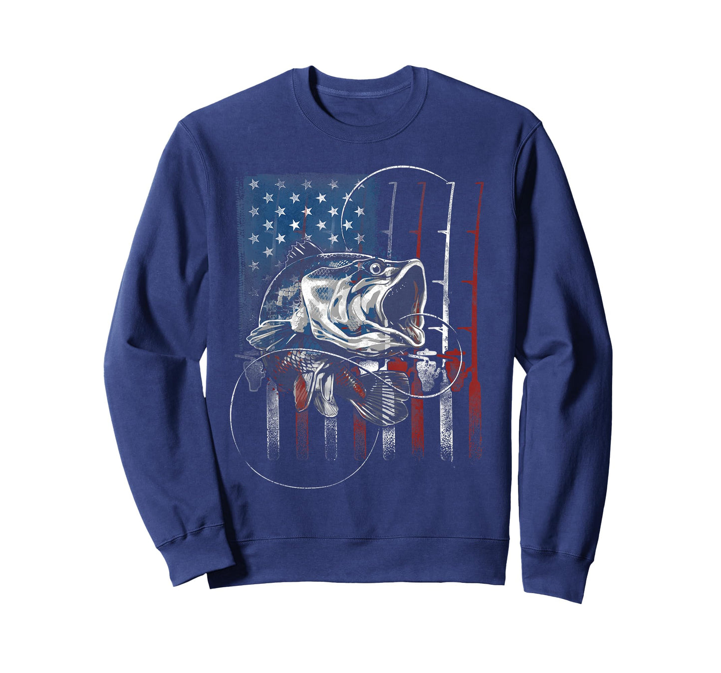 Fishing American Flag Vintage USA Bass Fisherman Gift T-Shirt