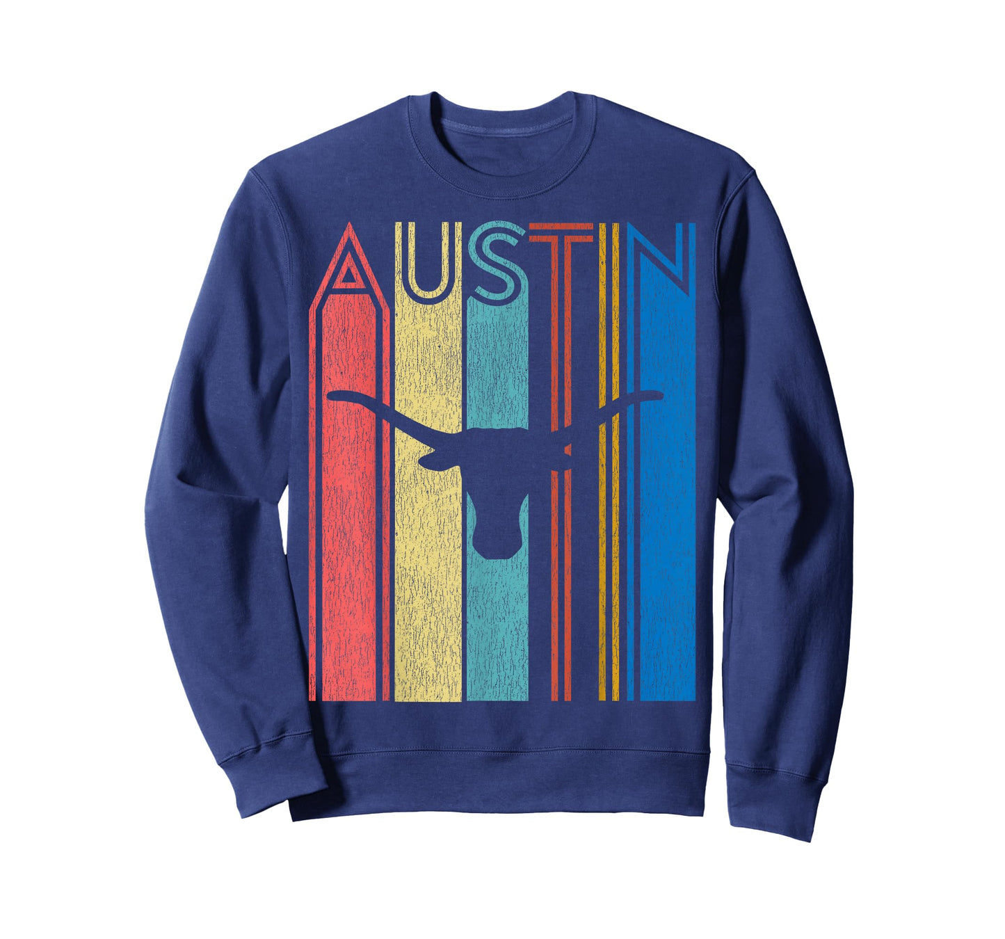 Retro Austin Longhorn Silhouette Skull Vintage Texas T-Shirt