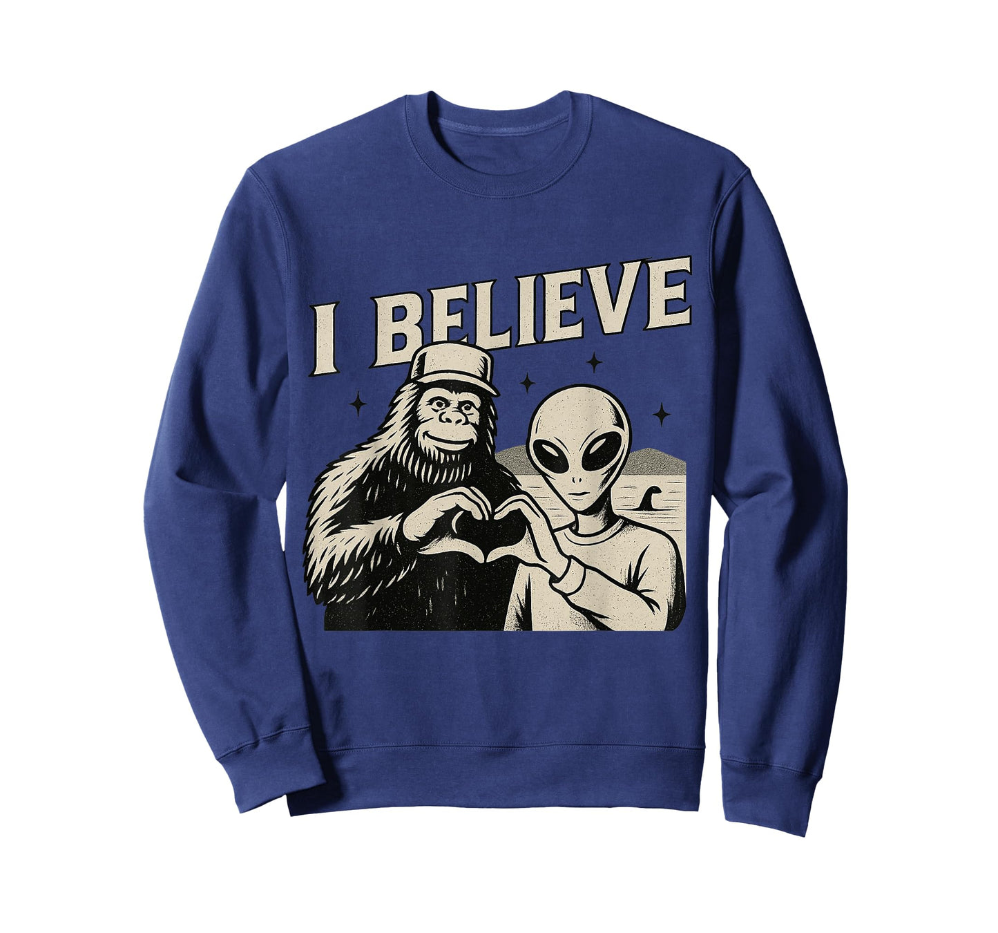 Vintage I Believe Funny Bigfoot Alien Loch Ness Cryptid T-Shirt