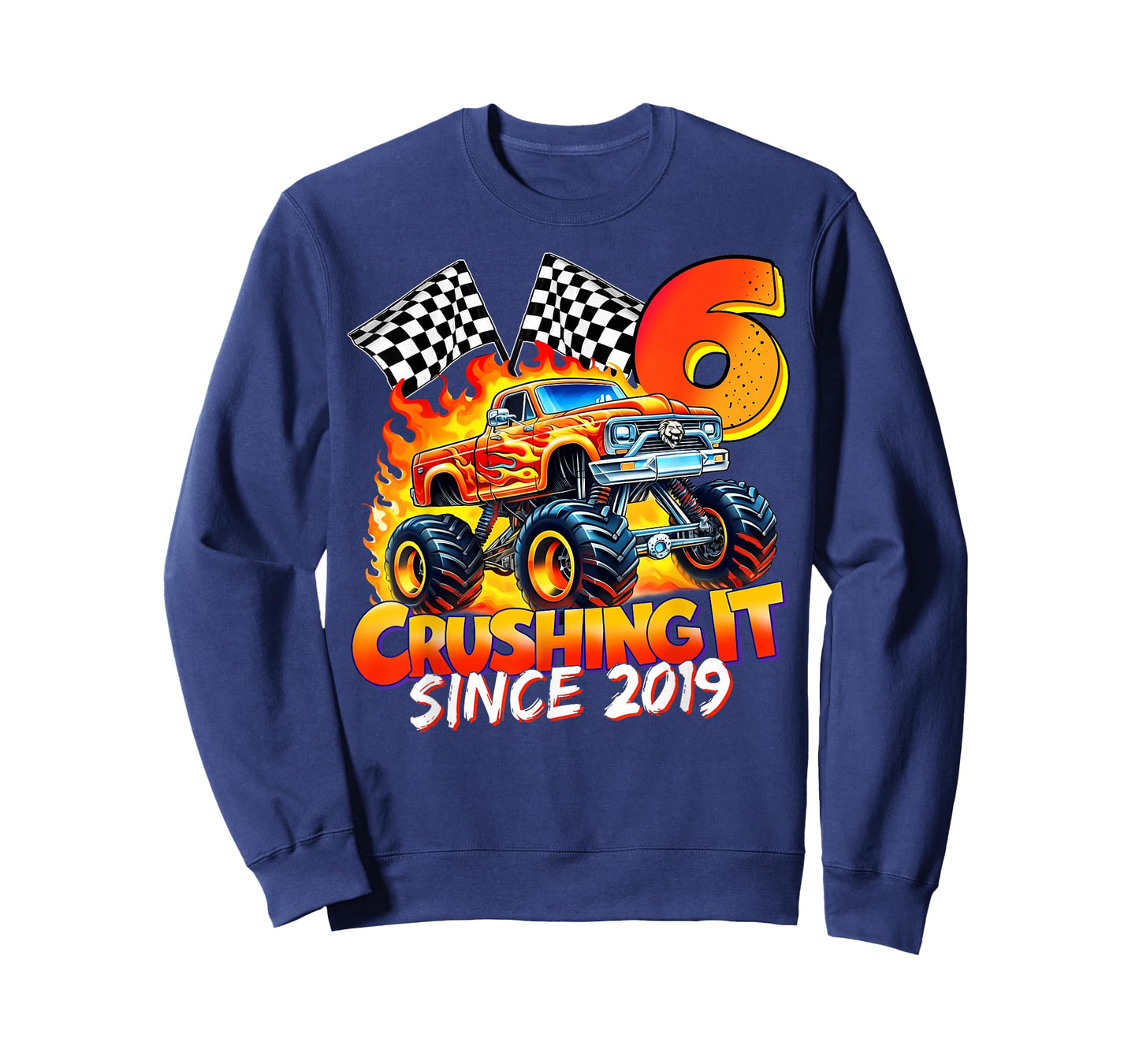 Monster Truck Birthday 6 Year Old Born 2019 6th Party Boys T-Shirt