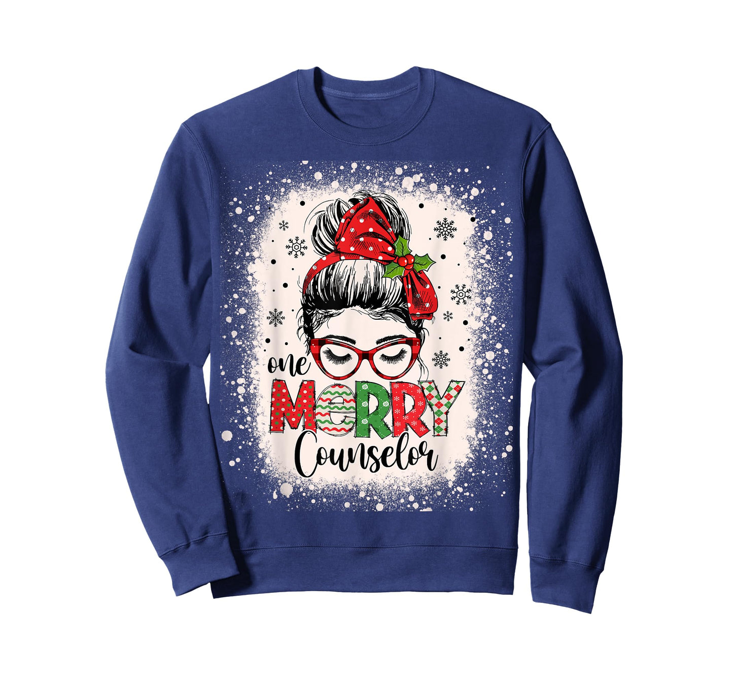 One Merry Counselor Messy Bun Christmas Counseling T-Shirt