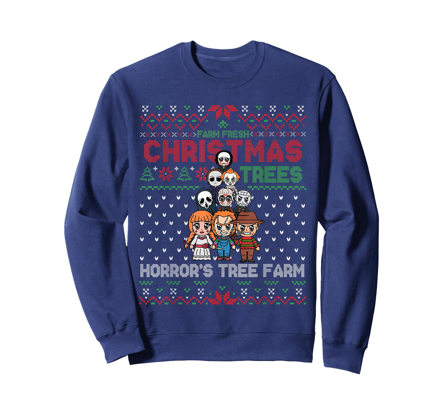 Christmas Trees Horror's Tree Farm, Scary Characters Xmas T-Shirt
