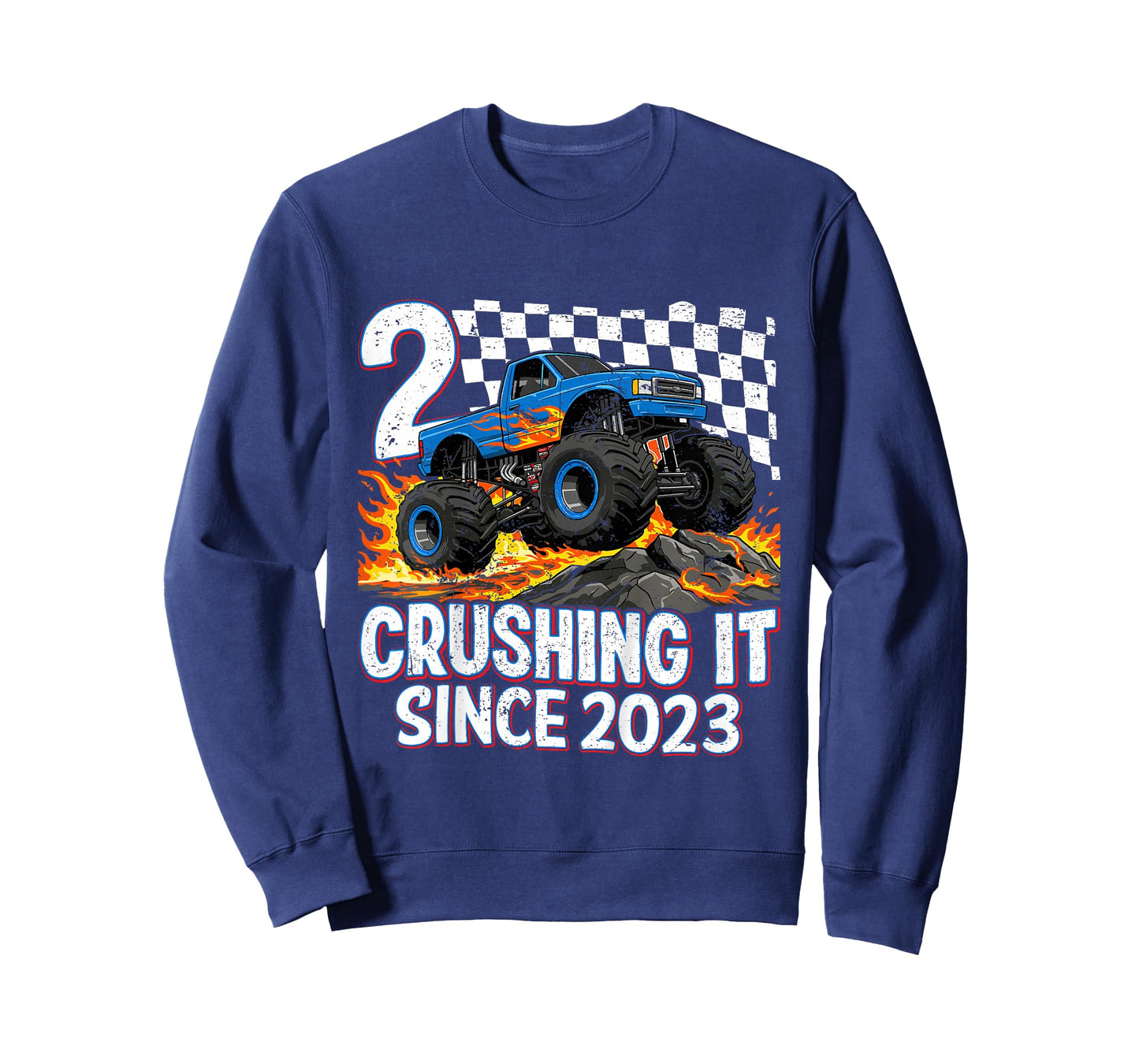 2nd Birthday Monster Truck 2 year Old Boys Party Born 2023 T-Shirt