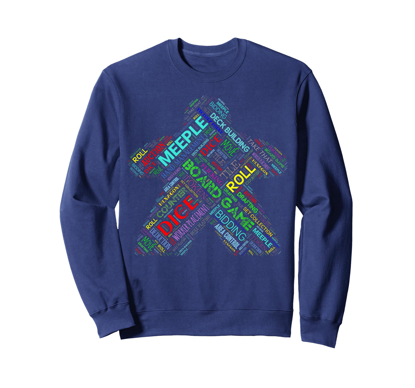 Board Game Meeple Typography with Terms and Mechanics T-Shirt