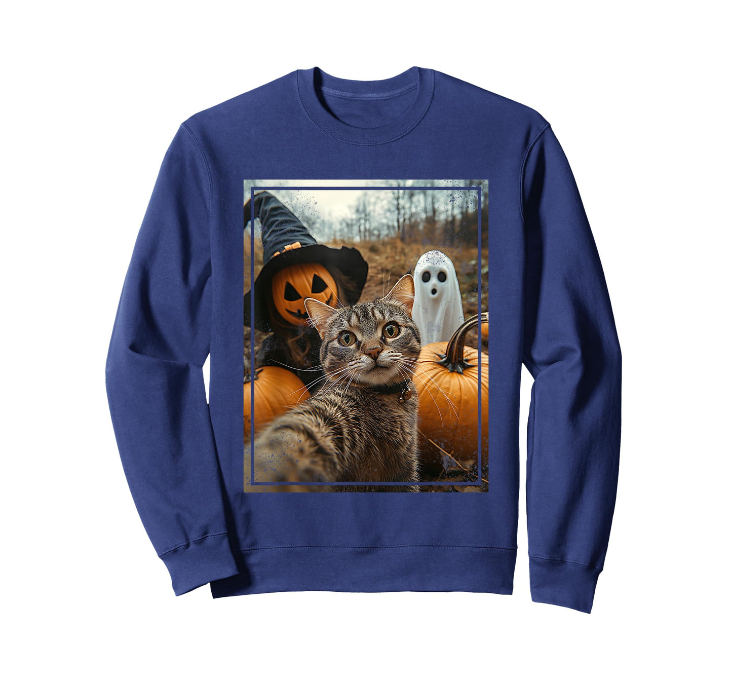 Orange Cat Selfie Halloween Pumpkin Patch Spooky Season T-Shirt