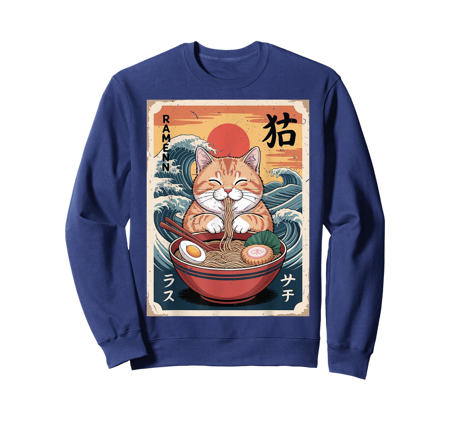 Fat Orange Tabby Cat Eating Ramen Kawaii Funny Cat Mom Daddy T-Shirt