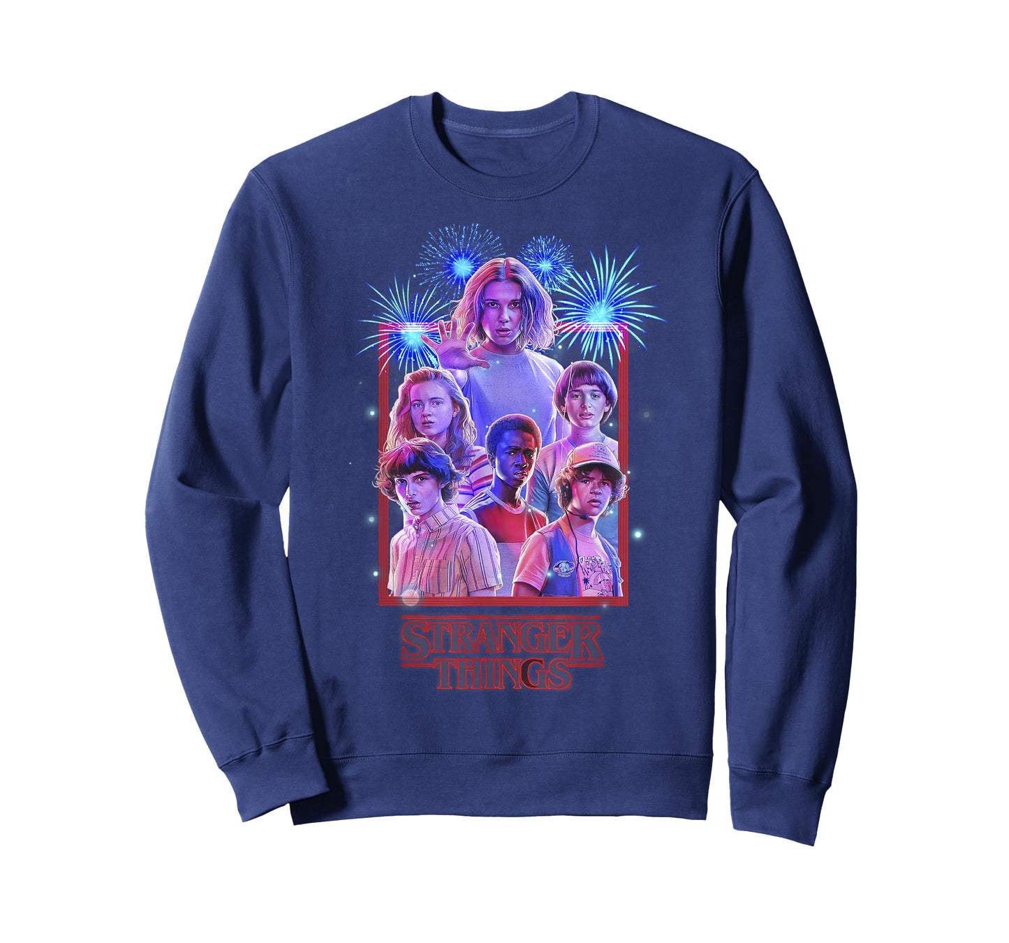 Netflix Stranger Things Group Shot Fireworks Poster T-Shirt