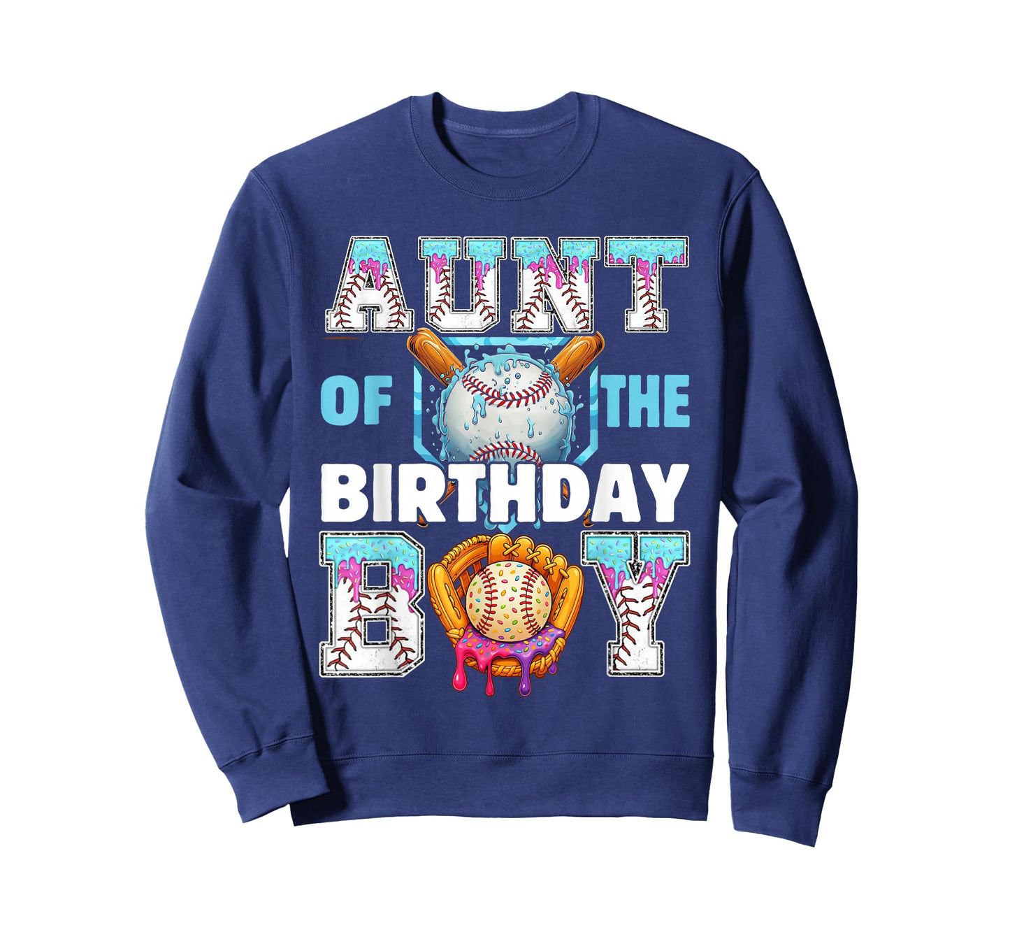 Baseball Ice Cream Drip Aunt of The Birthday Boy T-Shirt