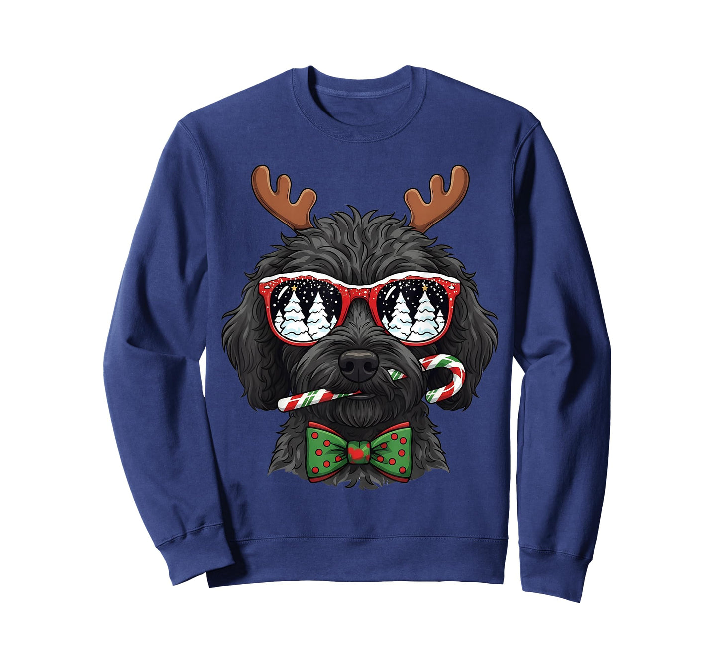 Black Doodle Christmas Reindeer Holiday Dog Lover Xmas T-Shirt