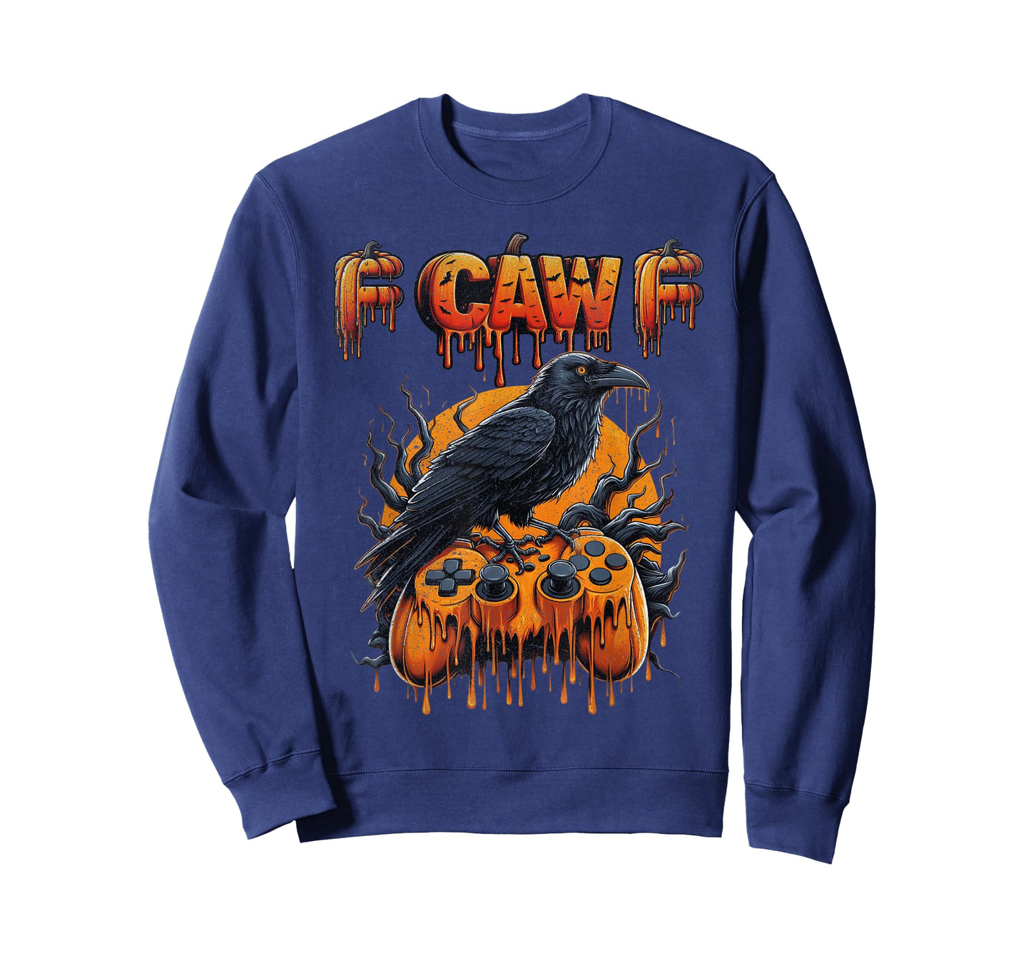 Halloween Gamer Pumpkin Dripping Gaming Crow Raven Bird Drip T-Shirt