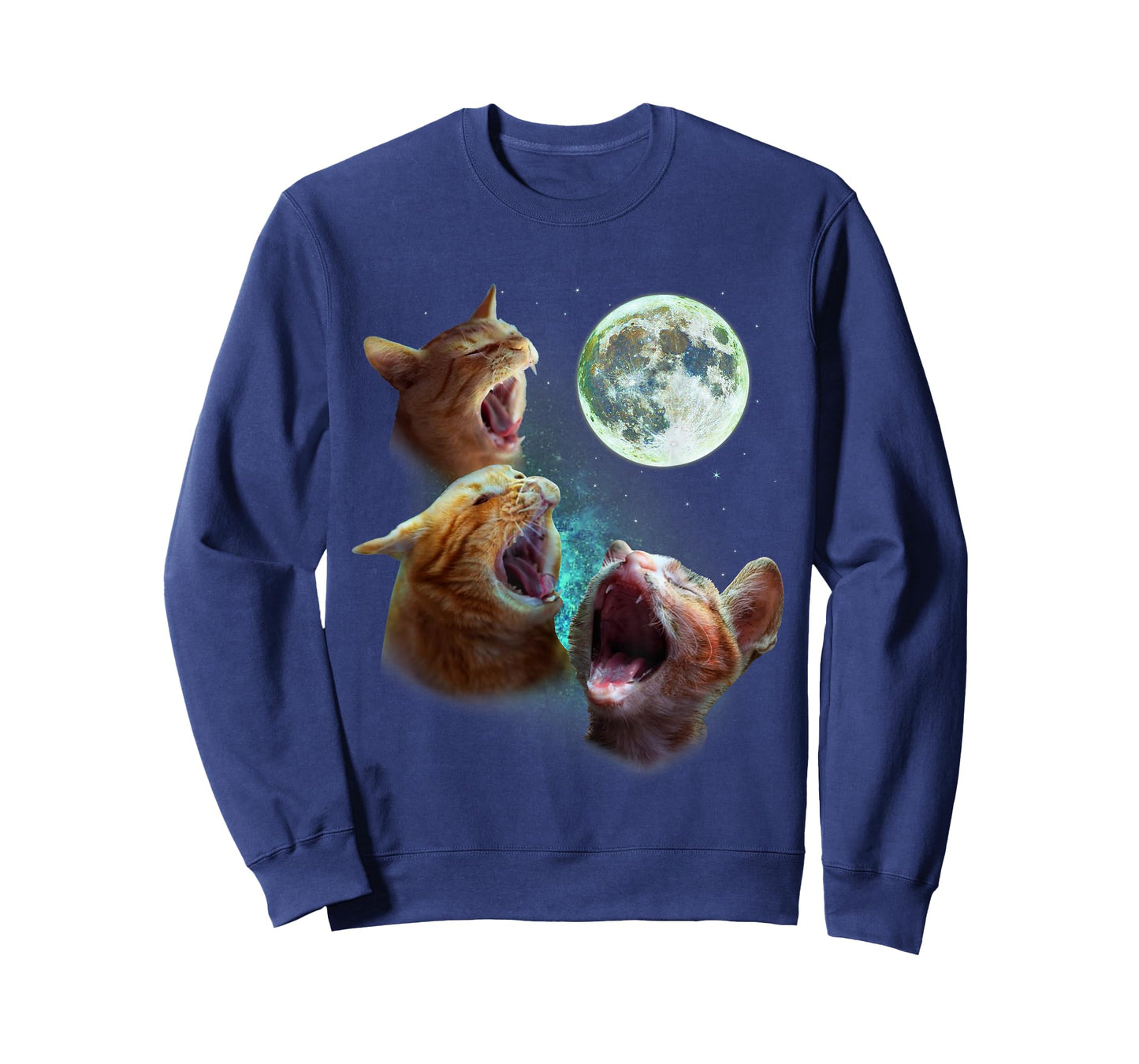 Three Orange Tabby Cats Howl At Moon 3 Wolfs - Funny Parody T-Shirt