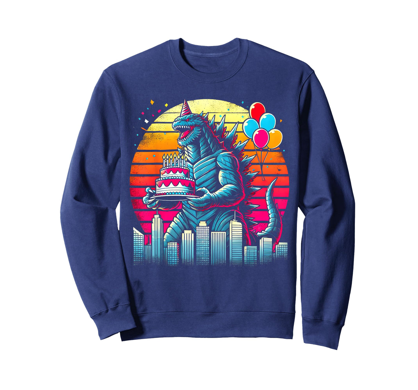 Kaiju Balloon And Cake Funny Japanese Monster Lover Birthday T-Shirt