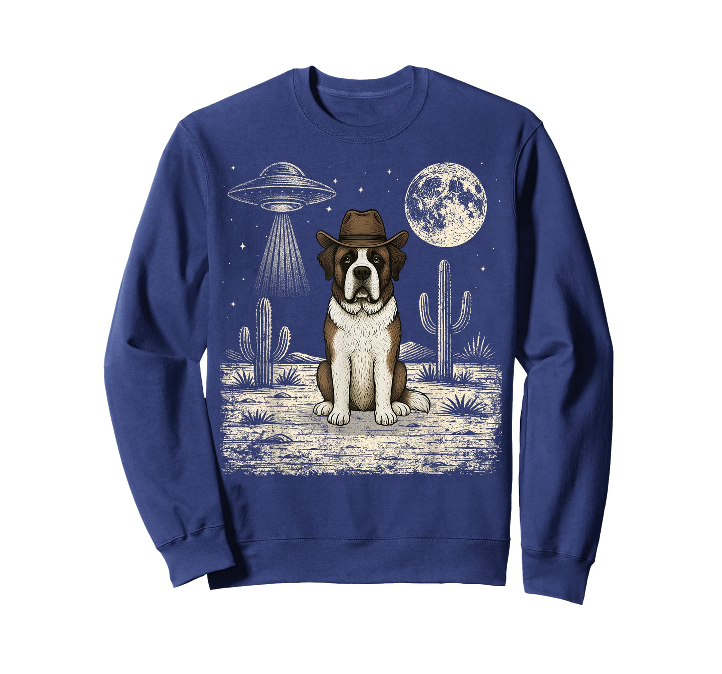 Funny Saint Bernard Cowboy Western Dog UFO T-Shirt
