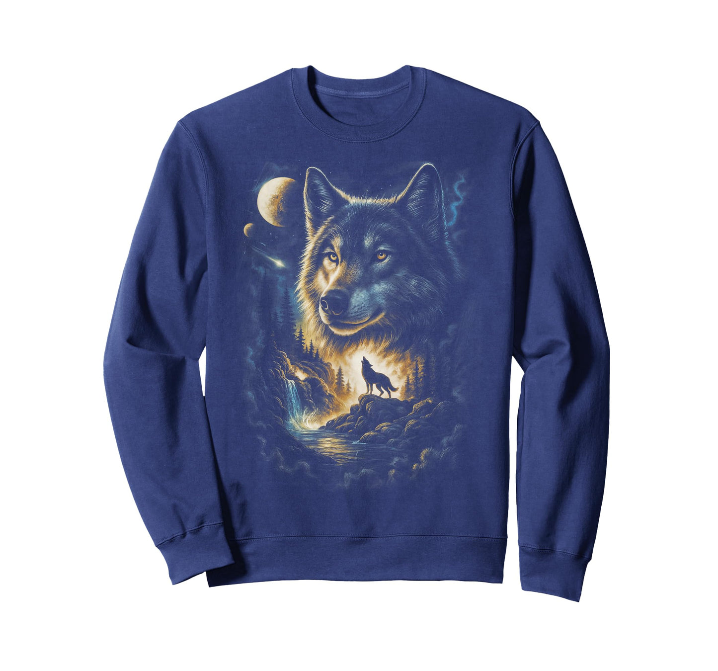 Wolf Howling Moon Forest Nature Wildlife Lovers Animal Men T-Shirt