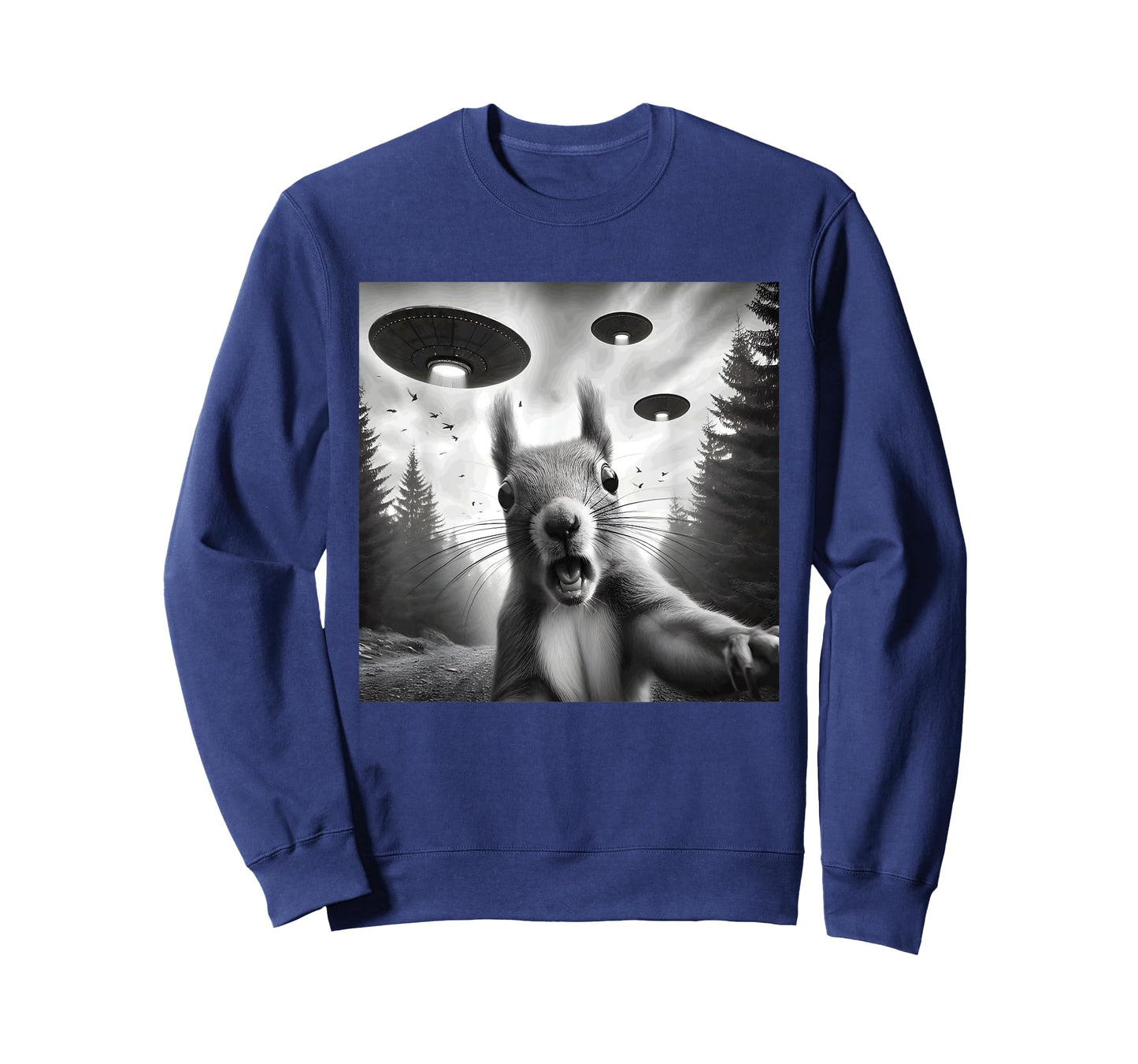 Squirrel Sci-Fi Funny Graphic Selfie with UFOs Weird Aliens T-Shirt