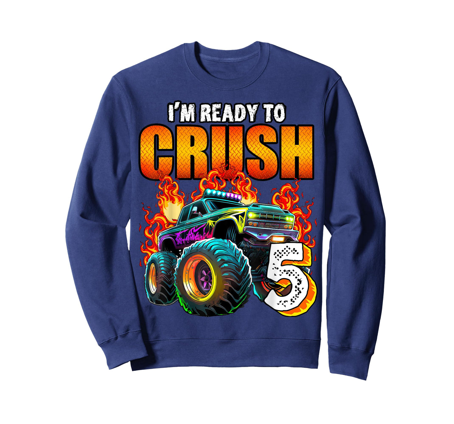 I'm Ready to Crush 5 Monster Truck 5th Birthday Boys Toddler T-Shirt