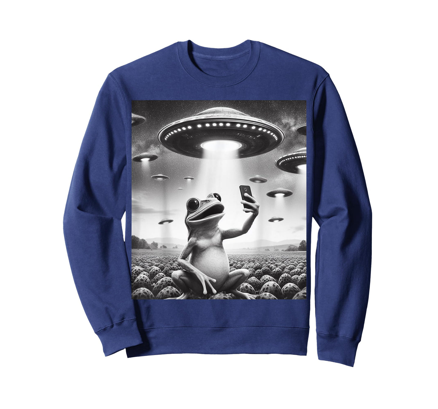 Cute Frog Selfie with UFO Meme For Pet and Space Lover Funny T-Shirt