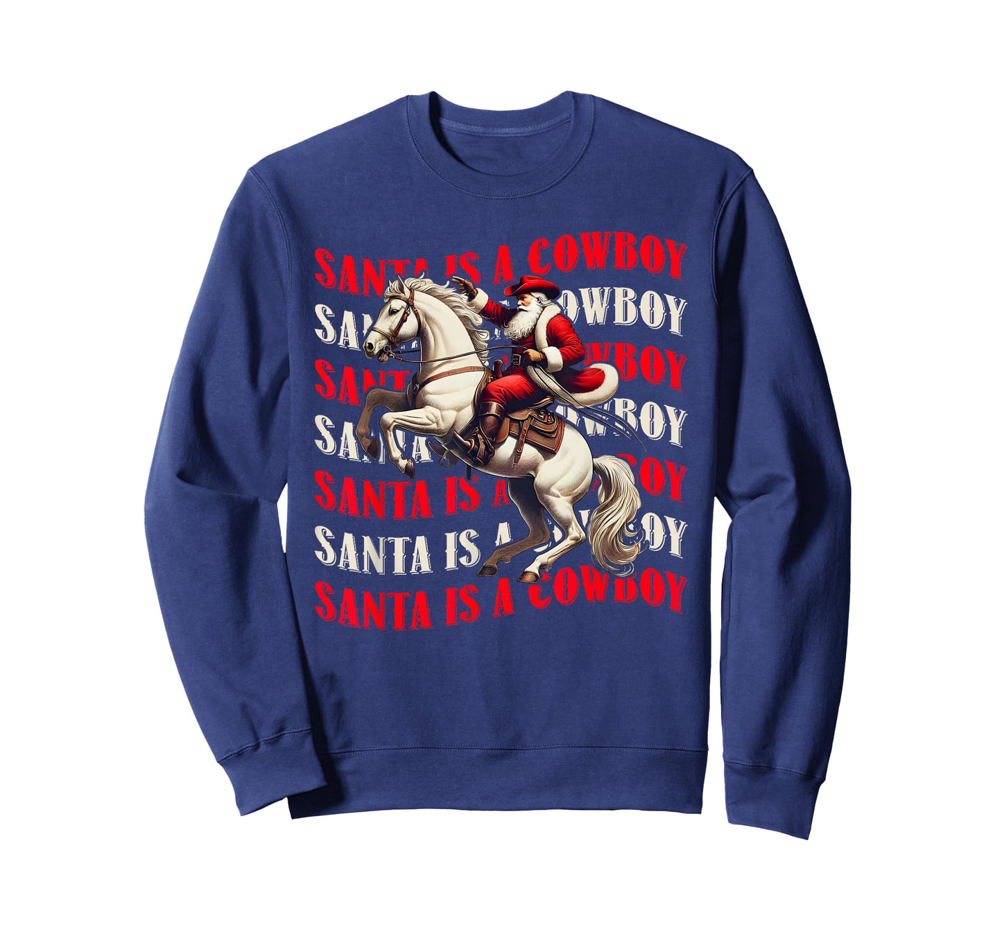 Santa is A Cowboy Xmas Western Christmas Ride Horse Texas T-Shirt