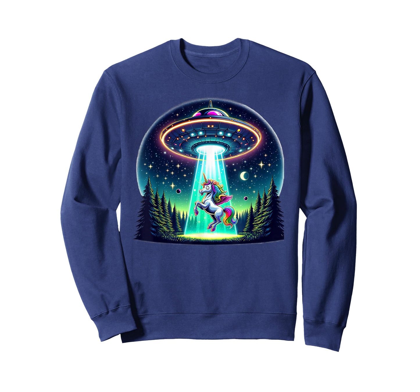 Rainbow Unicorn Abduction Alien Invasion Funny UFO Spaceship T-Shirt