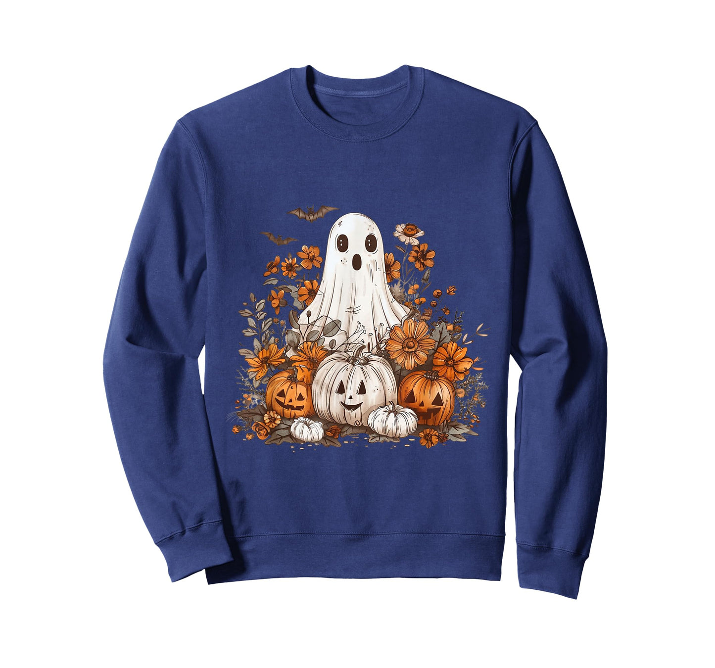 Cute Boho Flower Ghost Pumpkin Halloween Party Ghost Costume T-Shirt