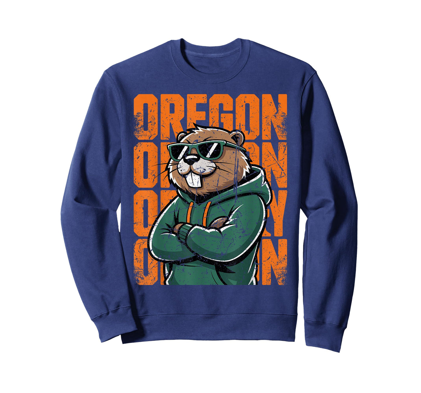 Retro Oregon Style Animal Beaver Graphic Cool Sunglasses T-Shirt