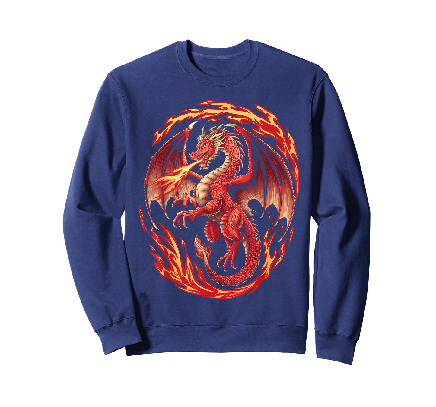 Mythical Red Dragon Breathes Fire On Clouds, Boy Girl Dragon T-Shirt