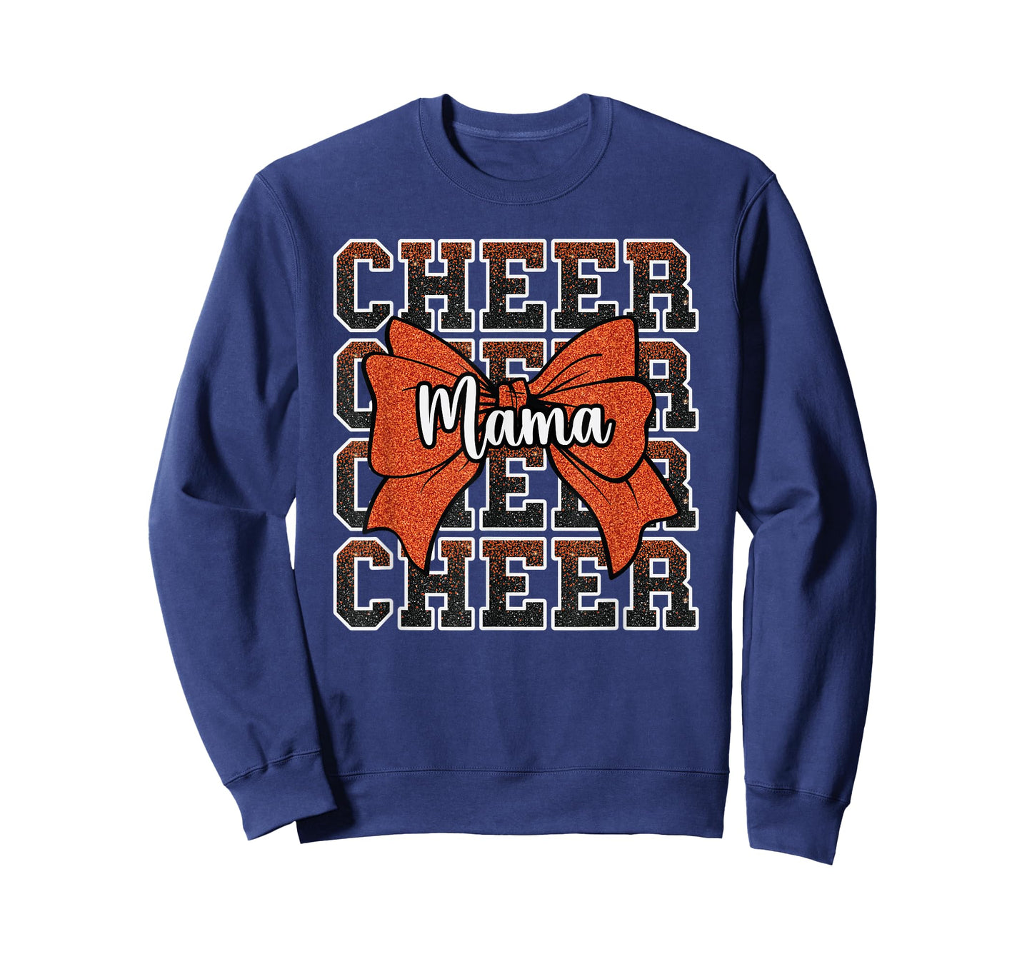 Cheer Mama Mom Bow Sport Cheerleader Cheerleading Orange T-Shirt