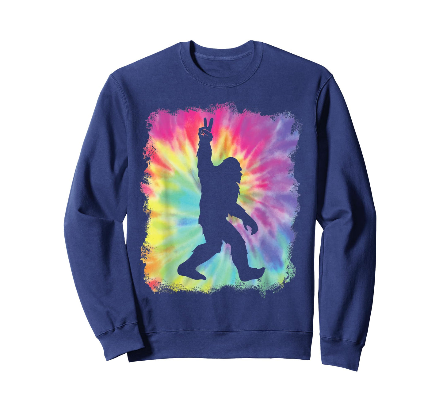 Bigfoot Sasquatch Peace Big Foot Squatch Tie Dye Rainbow Tee T-Shirt