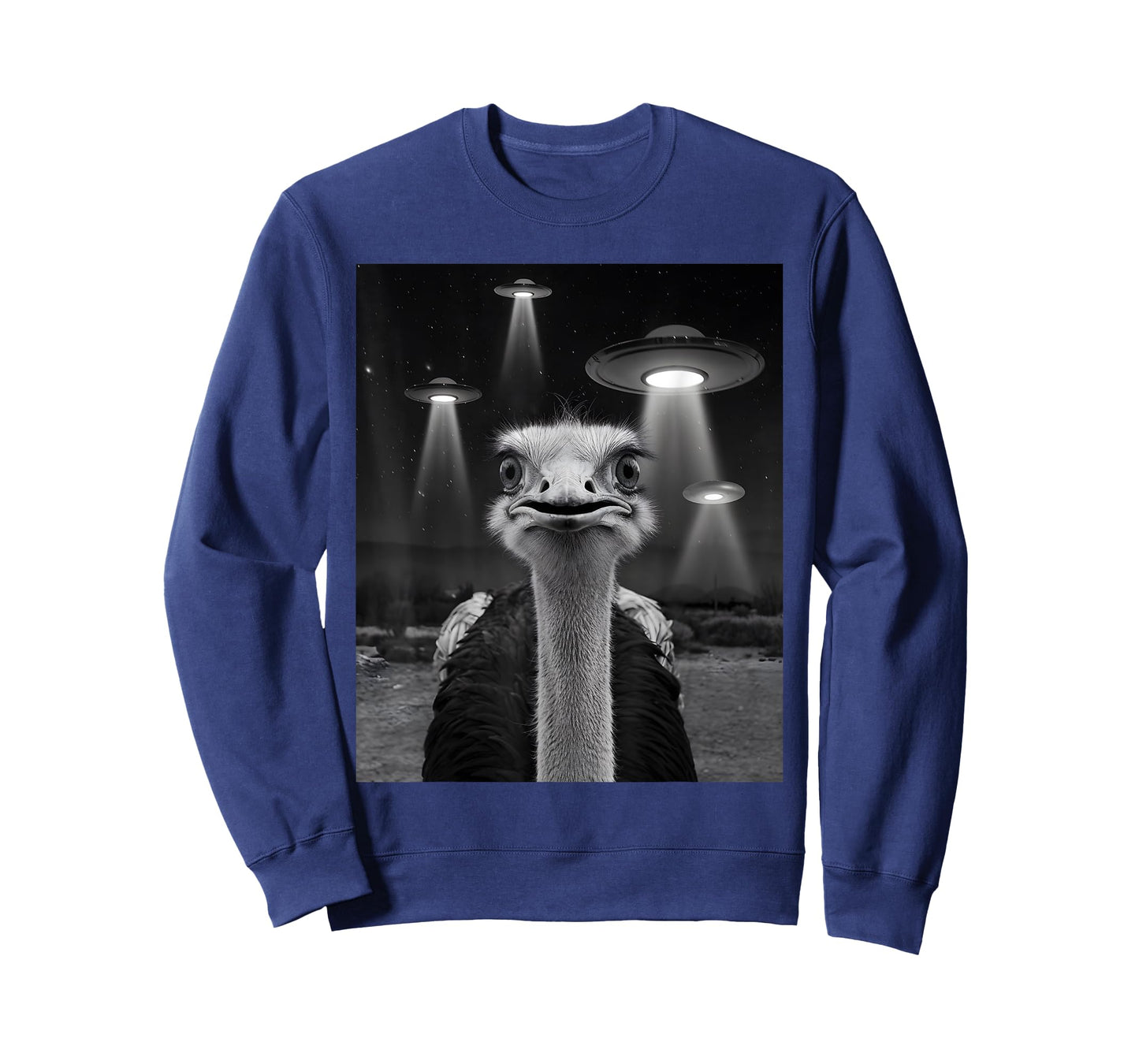 Ostrich Selfie with UFO Alien Funny Ostrich UFO Aliens T-Shirt