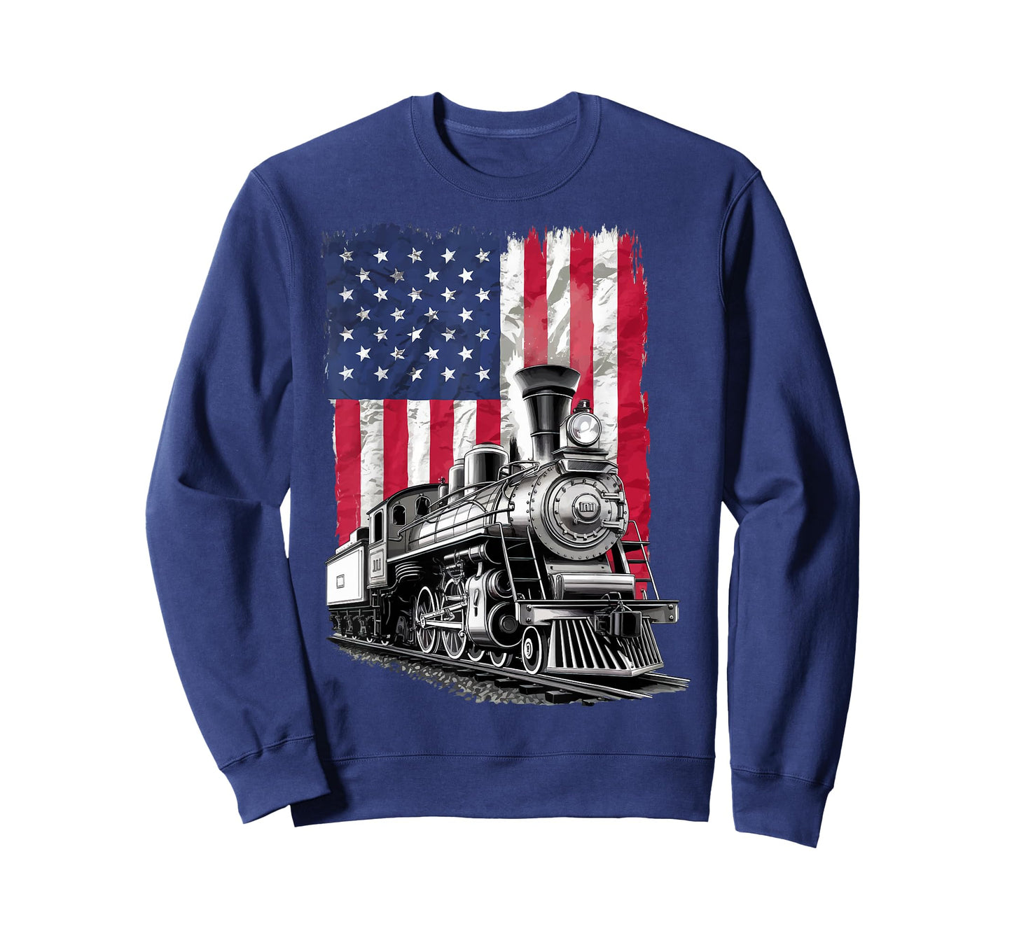 Train USA Flag Locomotive 4th Of July Train Spotter T-Shirt