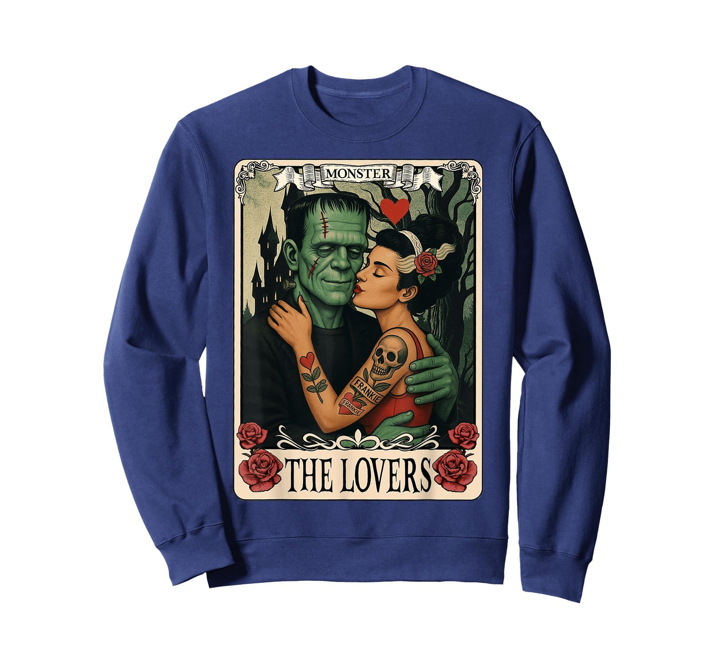 The Monster Frankenstein And Bride The Lovers Tarot Card T-Shirt