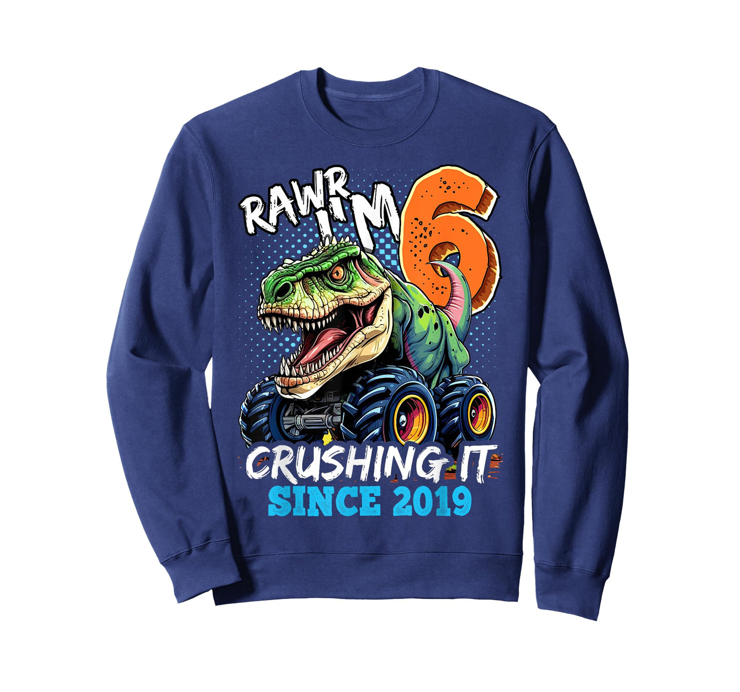 6th Birthday Monster Truck Dinosaur Party Boys Rawr I'm 6 T-Shirt