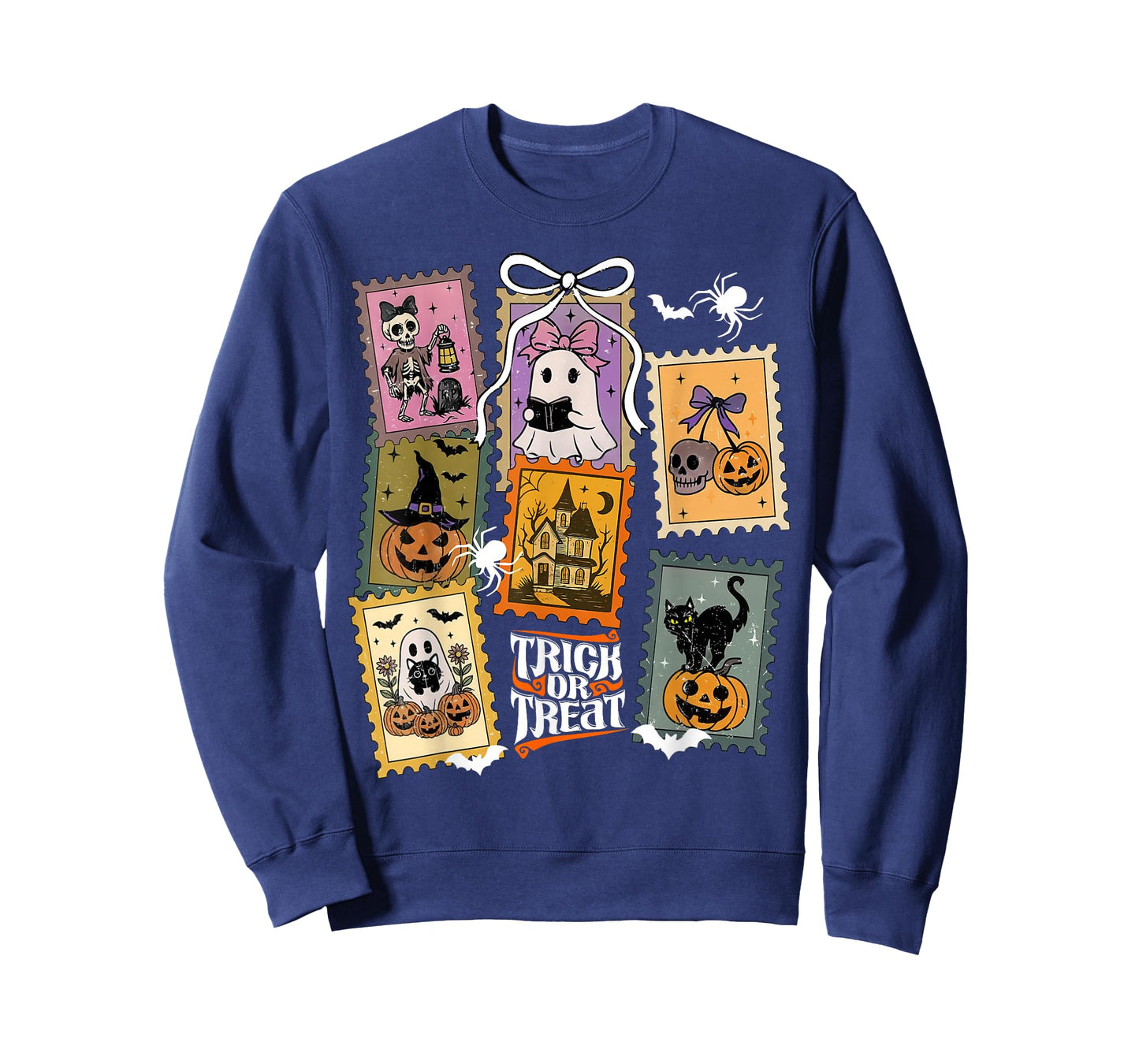 Cute Retro Ghost Halloween Pumpkin Black Cat Spooky Season T-Shirt