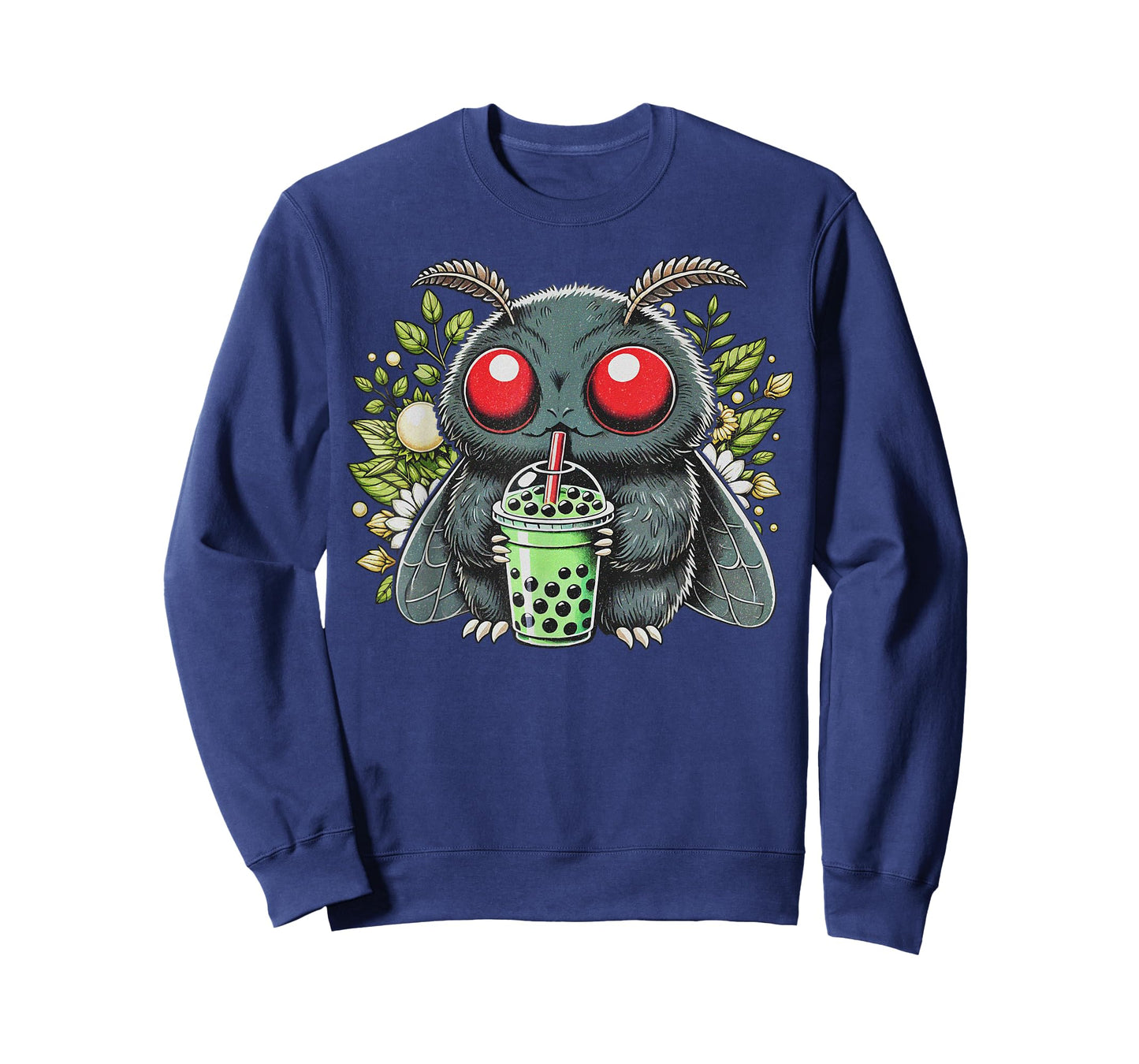 Mothman Drinking Bubble Tea Kawaii Boba Tea T-Shirt