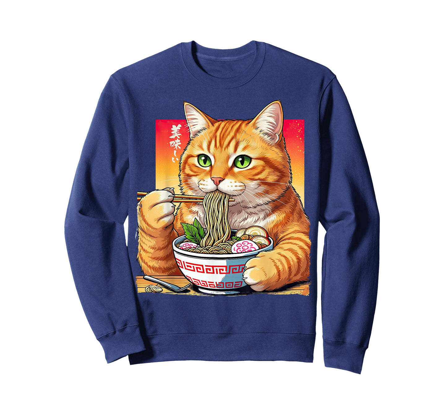 Cat Eating Ramen Noodles Funny Japanese Anime Lovers T-Shirt