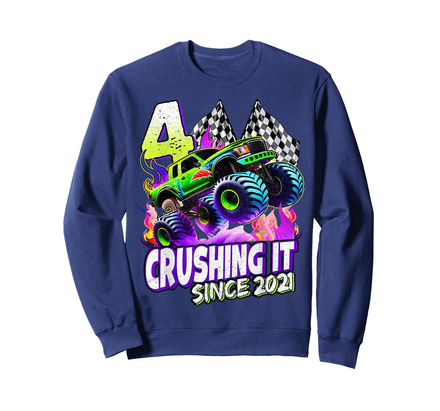 Birthday Boys Monster Truck 4 Year Old 4th Birthday Party T-Shirt