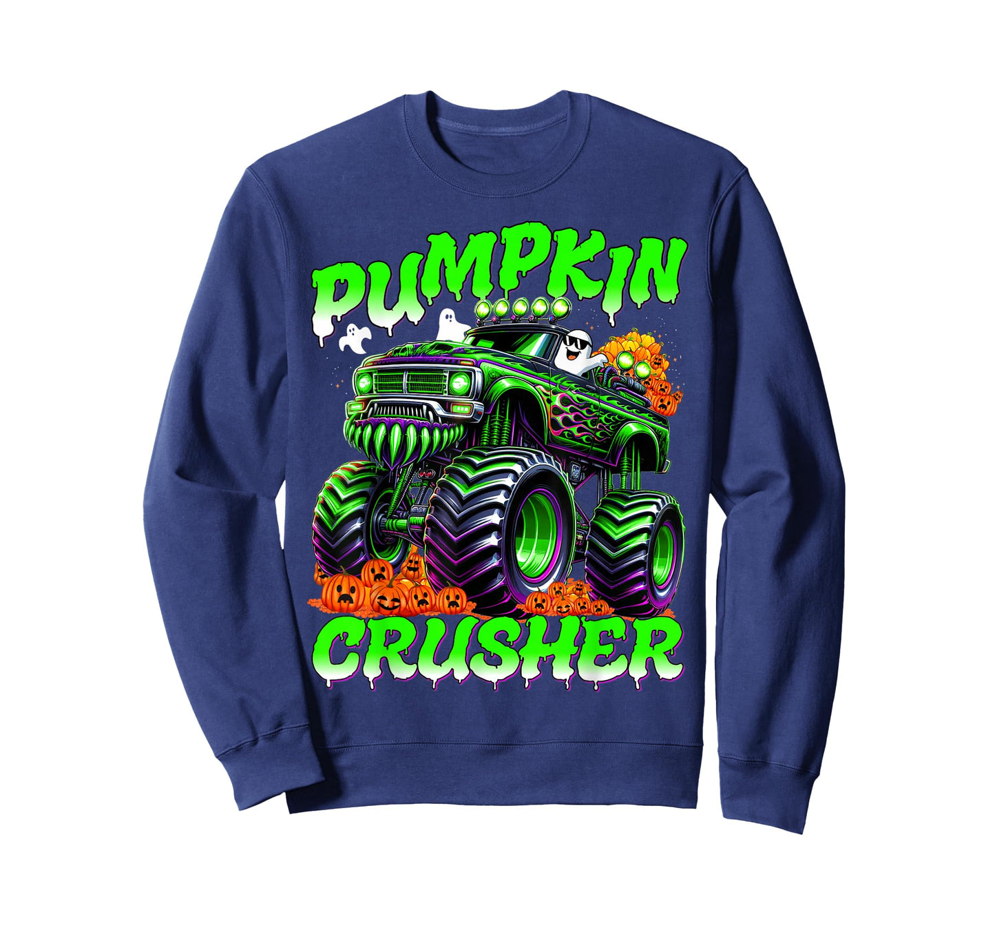 Pumpkin Crusher Monster Truck Ghosts Halloween for Boys T-Shirt