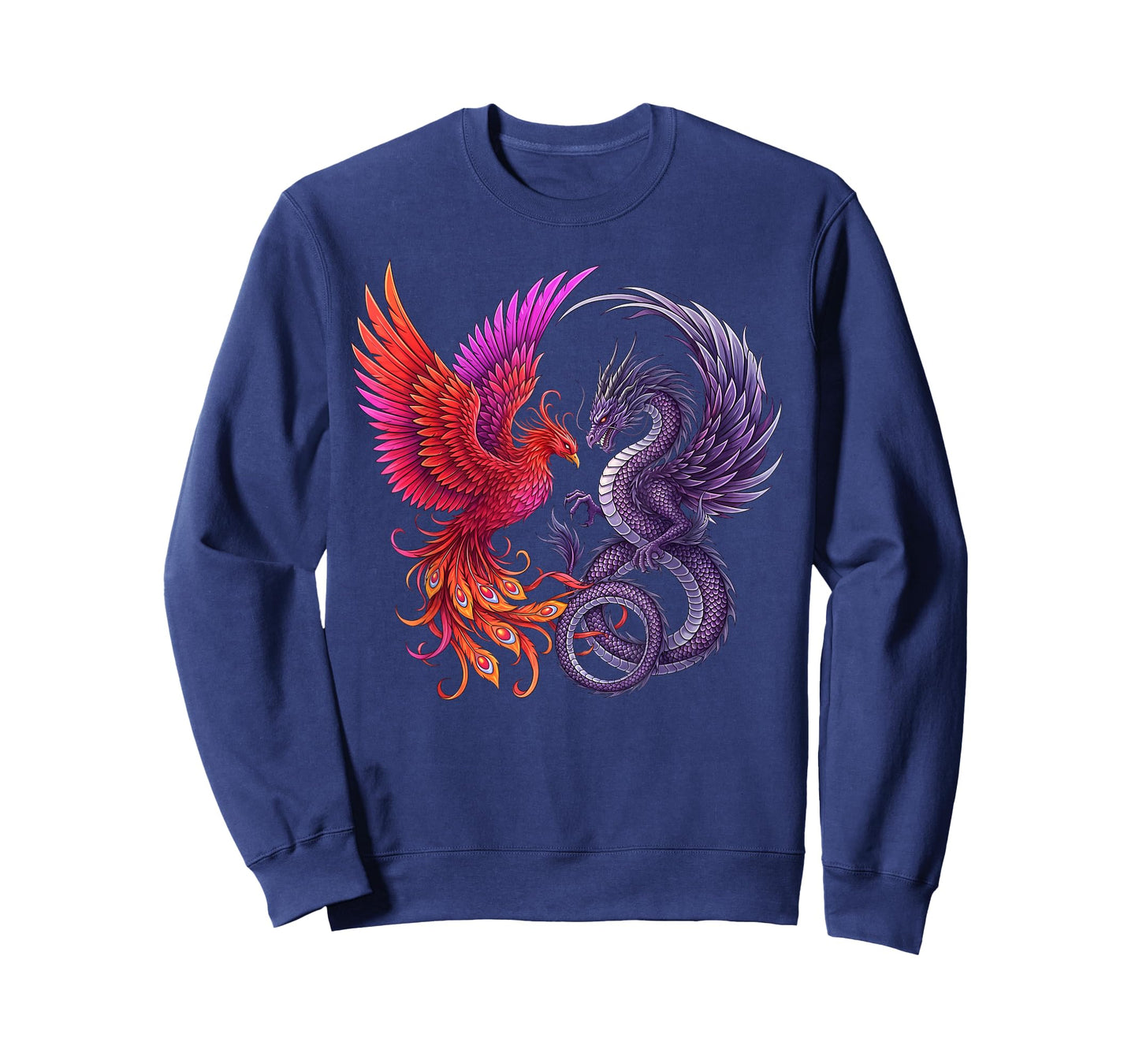 Mystical Phoenix and Dragon Swirl Yin Yang Design Men Women T-Shirt