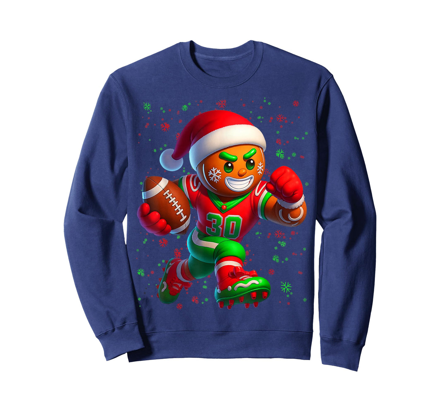 Funny Gingerbread Football Snowflake Christmas Xmas Men Boys T-Shirt