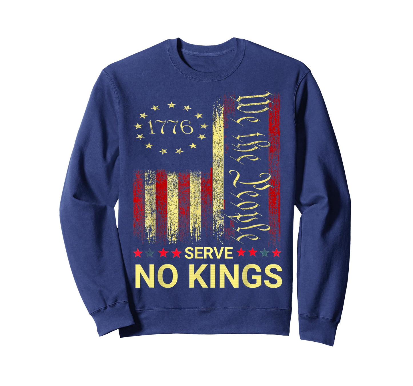 No Kings in America Since 1776 Distressed USA Flag Vintage T-Shirt