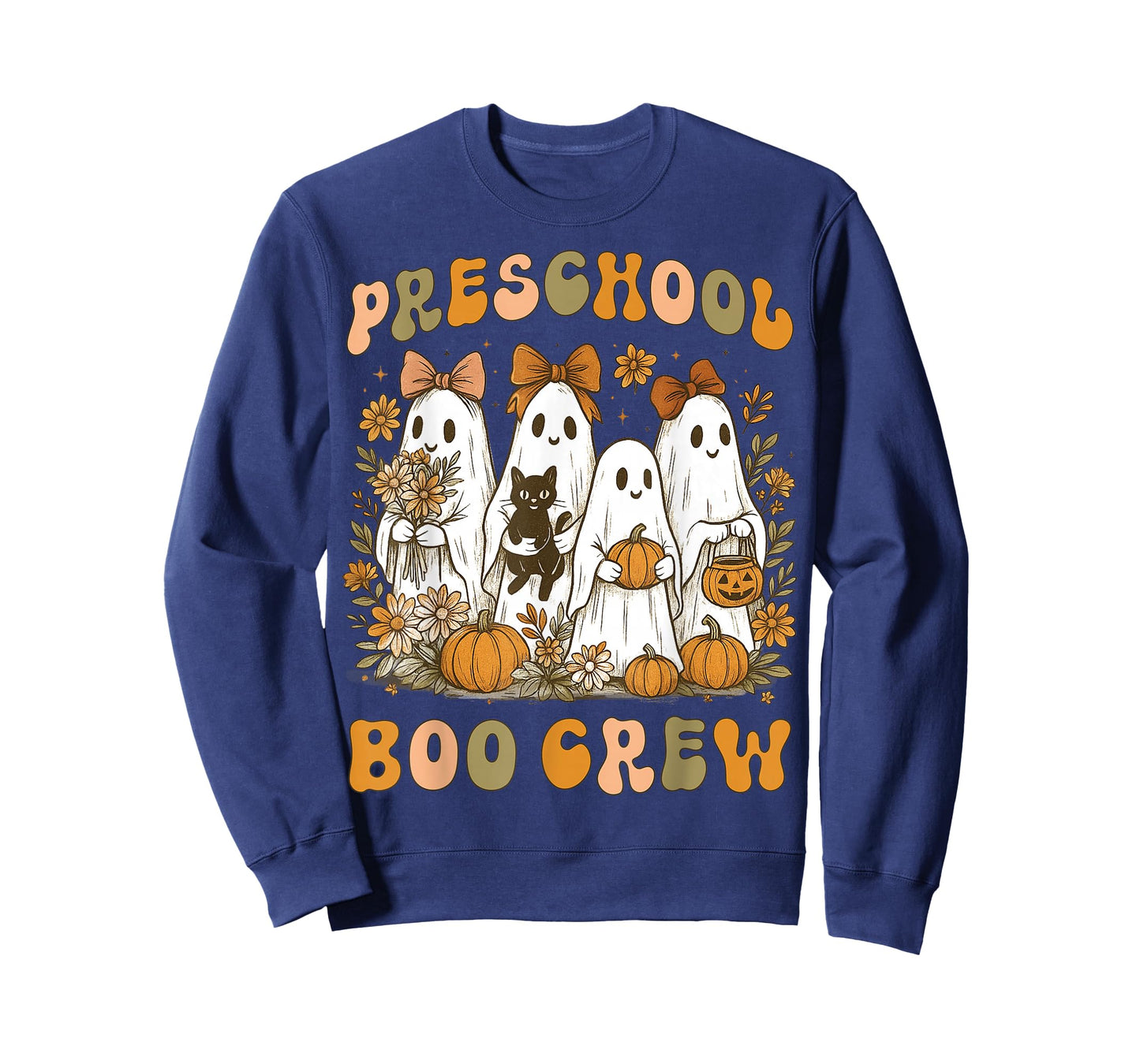 Preschool Boo Crew Halloween Teacher Ghost Costume Matching T-Shirt