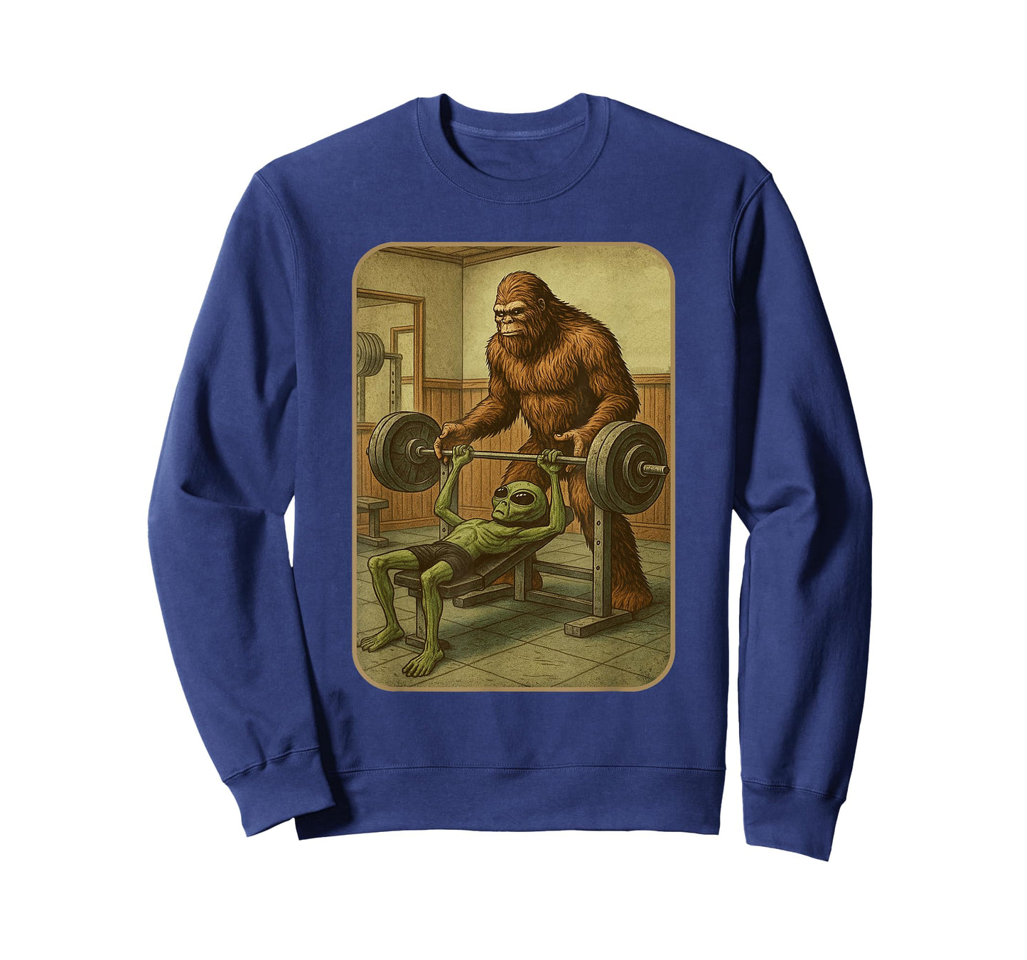 Gym Design Men Women Weightlifting Bigfoot Alien T-Shirt