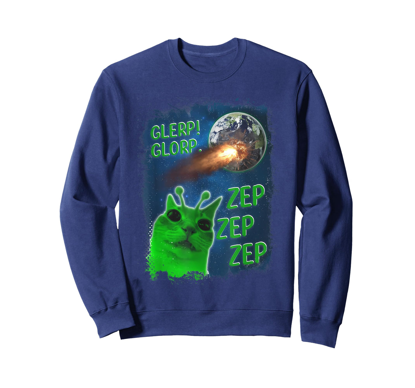 Funny Alien Cat Meme Glerp Glorp Zep Zep Women Men Kid T-Shirt