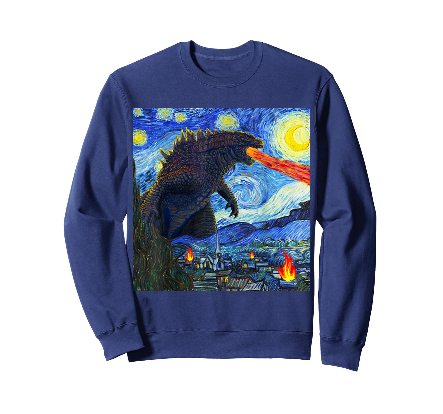 Vintage Japanese Monster Kaiju In Van Gogh Starry Night T-Shirt