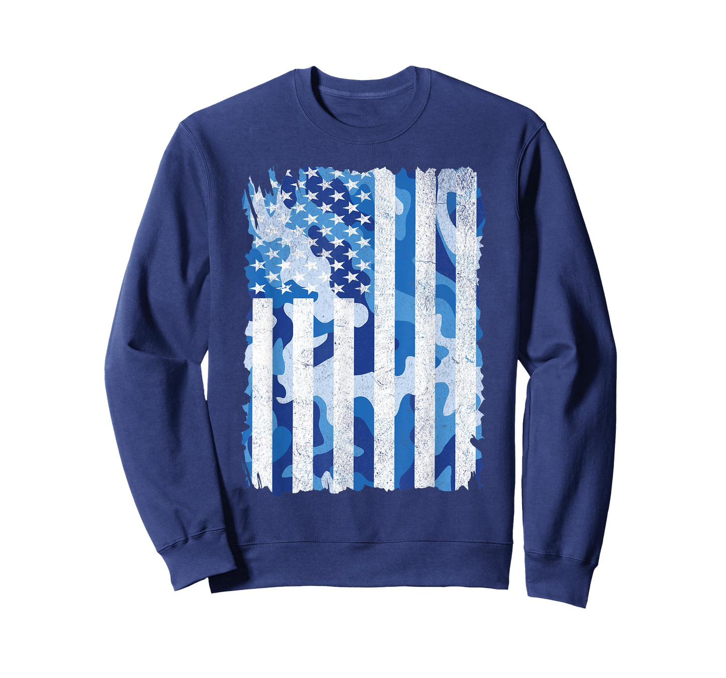 Blue Camo American Flag USA Camouflage Men Boys Youth Kids T-Shirt