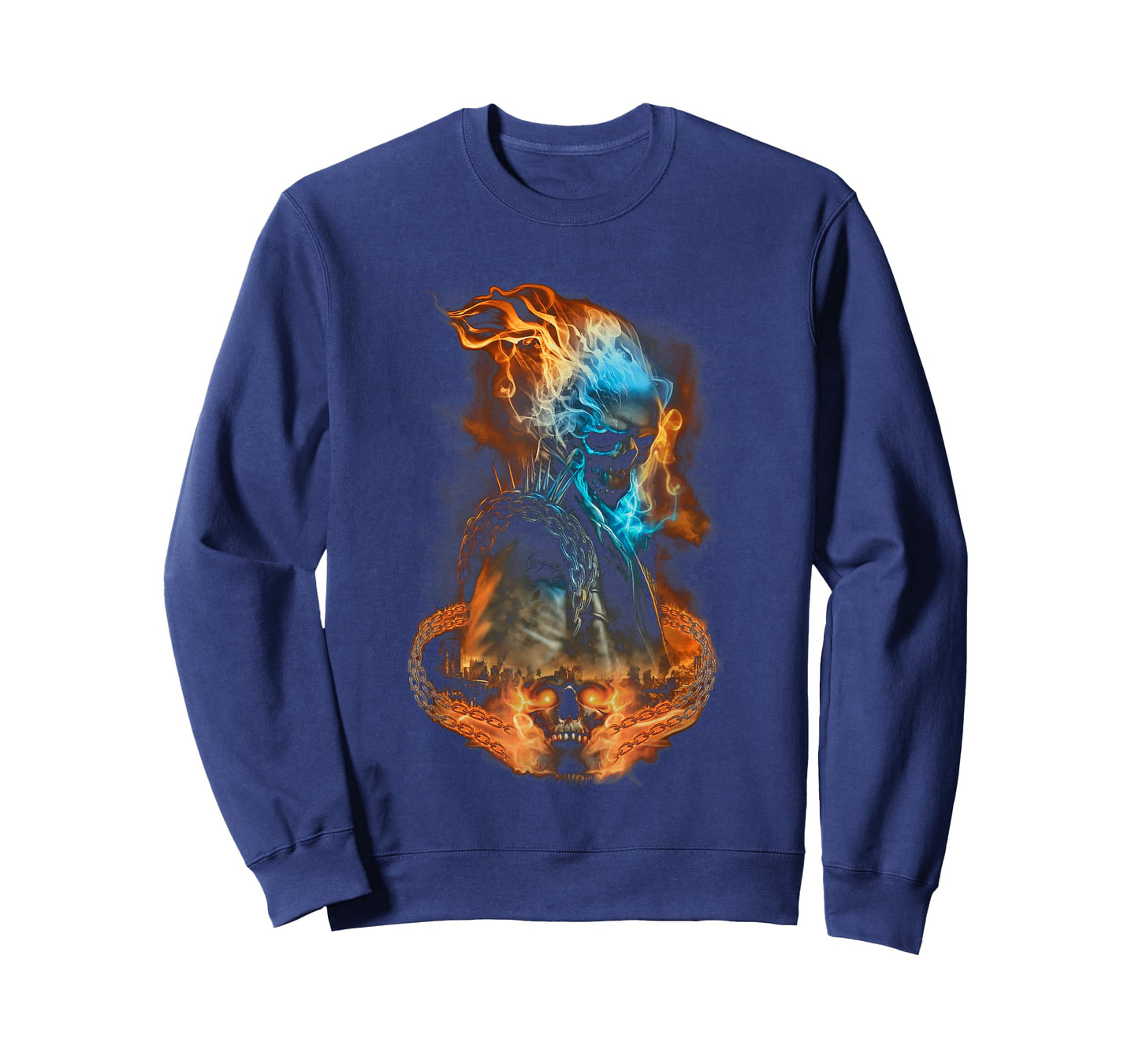 Marvel Ghost Rider Flaming Chains City Portrait T-Shirt