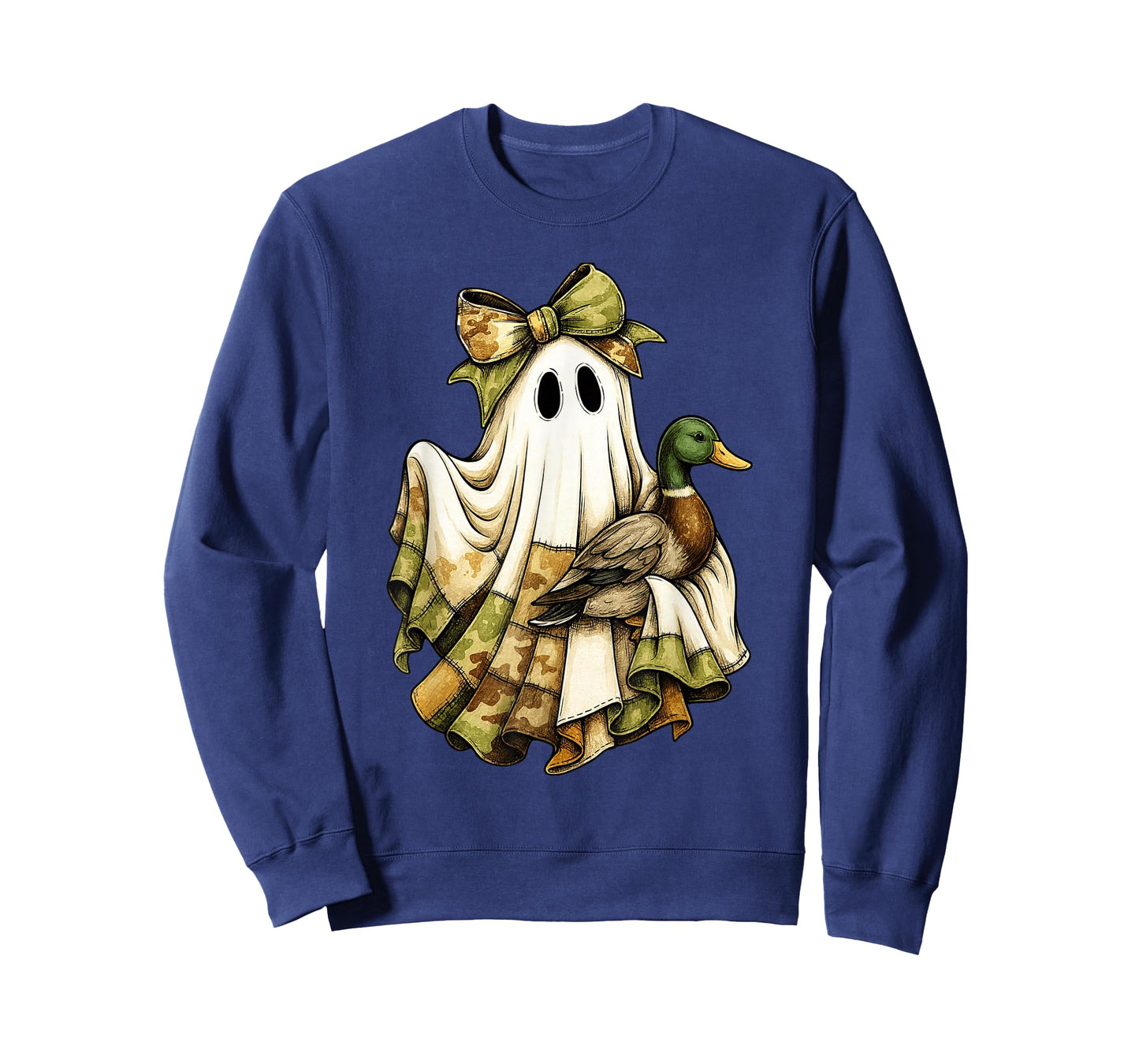 Camo Ghost Patchwork Halloween Spooky Duck Hunting T-Shirt