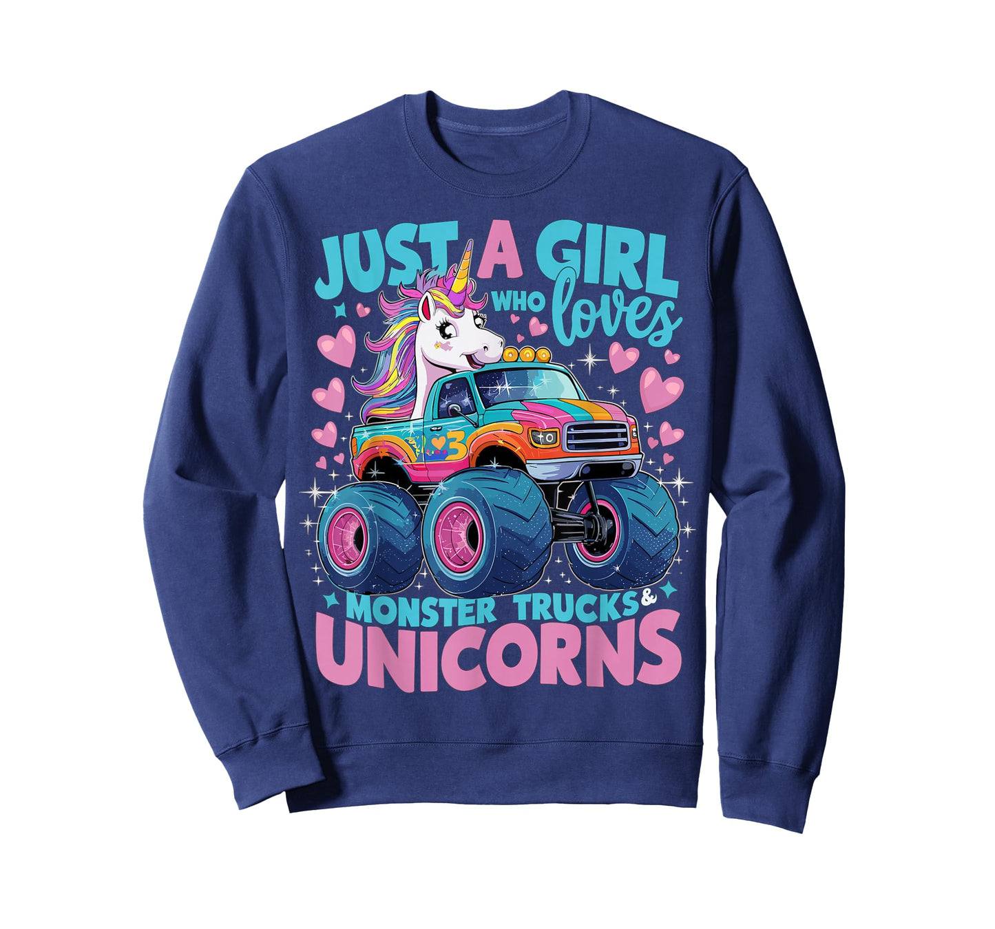 Just a Girl Who Loves Monster Trucks and Unicorns T-Shirt